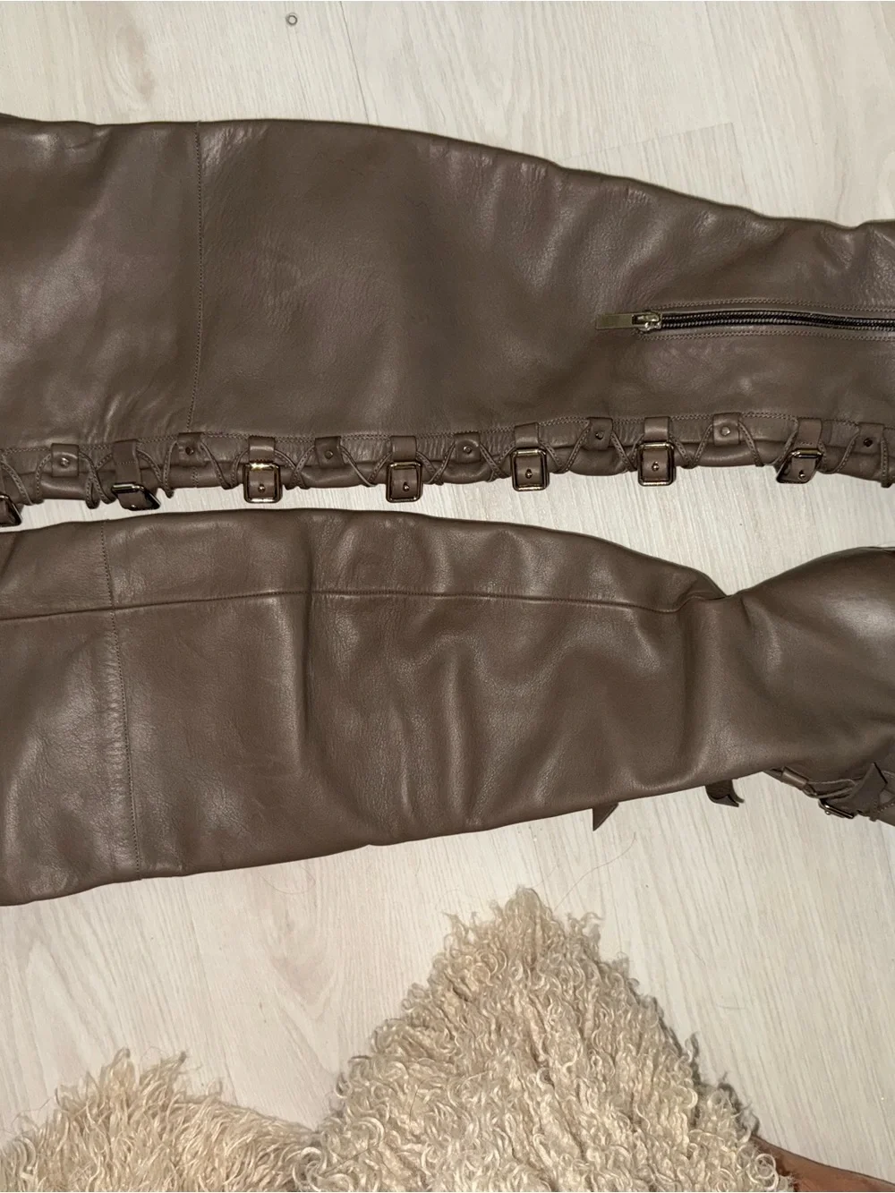 Jimmy Choo Brown Over-the-Knee Lace-Up Leather Boots